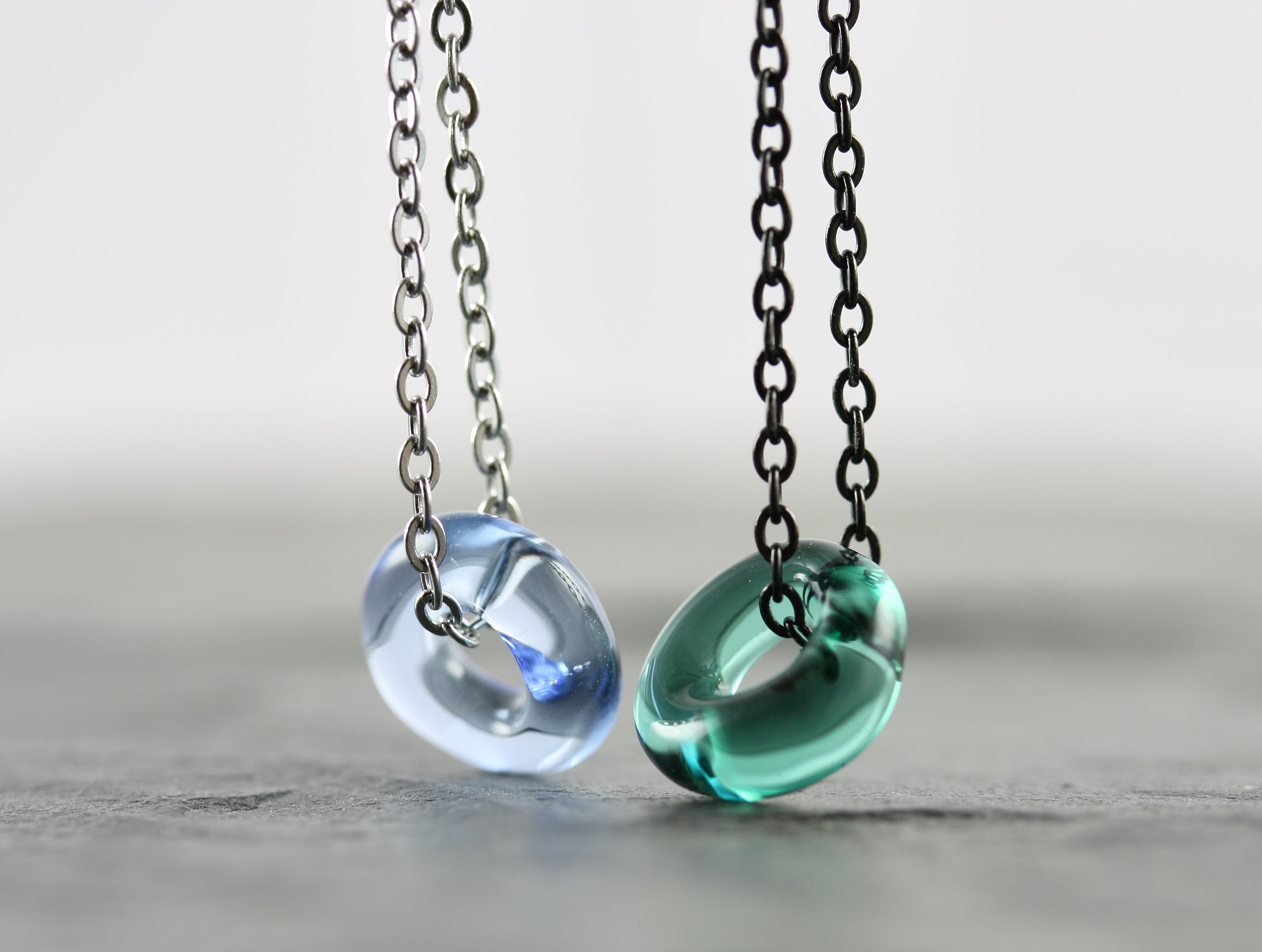 Glasanhänger Kette mini Ring