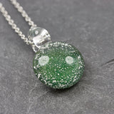 Gedenkschmuck Ascheschmuck Tierhaarschmuck Kette Asche Trauerschmuck grün glitzernd  - Andenken an verstorbenes Haustier - Urne - Glas personalisiert