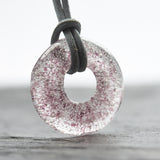Ascheschmuck Kette Circle violett Asche - Andenken an verstorbenes Haustier - Urne - Glas