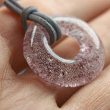 Ascheschmuck Kette Circle violett Asche - Andenken an verstorbenes Haustier - Urne - Glas