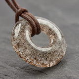 Gedenkschmuck Kette Circle braun Asche - Andenken an verstorbenes Haustier - Urne - Glas