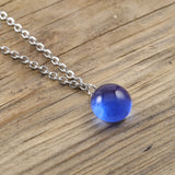 Kette mini Handmade jeansblau - kurze Halskette 50cm Edelstahl