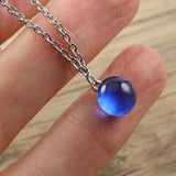 Kette mini Handmade jeansblau - kurze Halskette 50cm Edelstahl