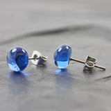 Ohrstecker Earganic jeansblau - Glas - Edelstahl mini
