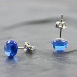 Ohrstecker Earganic jeansblau - Glas - Edelstahl mini
