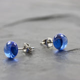 Ohrstecker Earganic jeansblau - Glas - Edelstahl mini